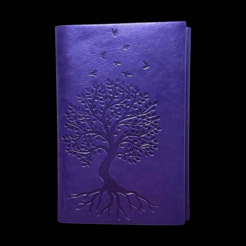 A5 Tree of Life Embossed Deep Purple PU Leather Refillable 6-Ring Binder Journal - Picture 2 of 5